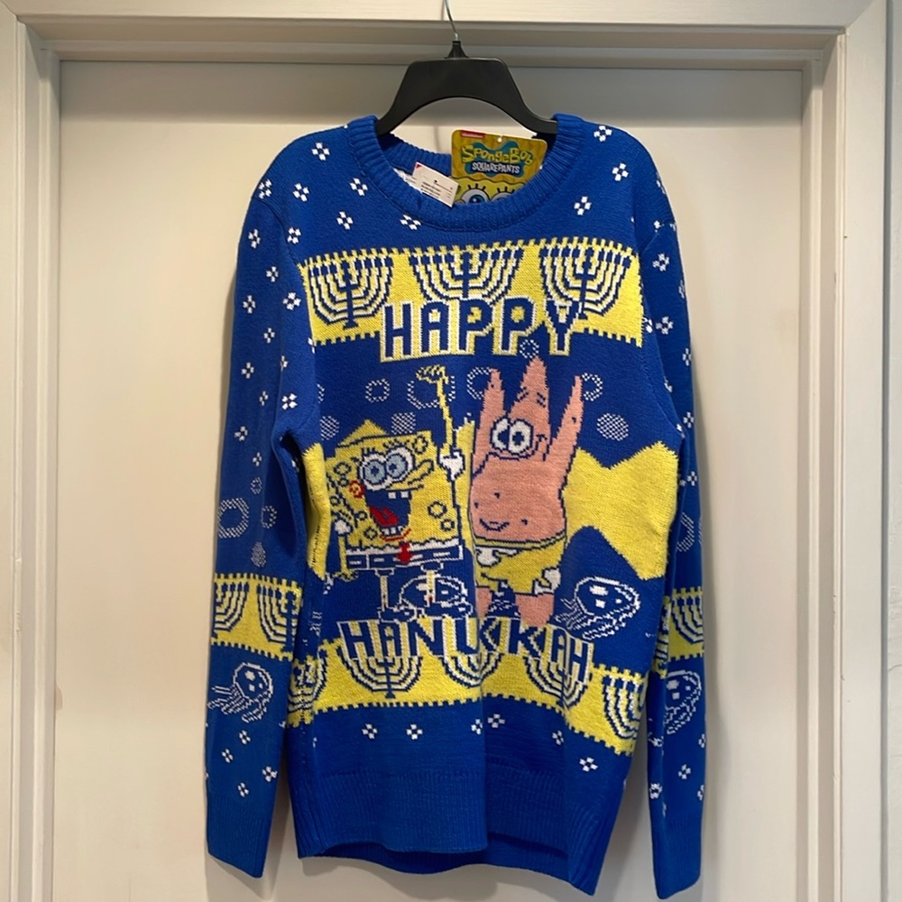 Spongebob Happy Hanukkah ugly sweater -Men’s Large- new with tags!